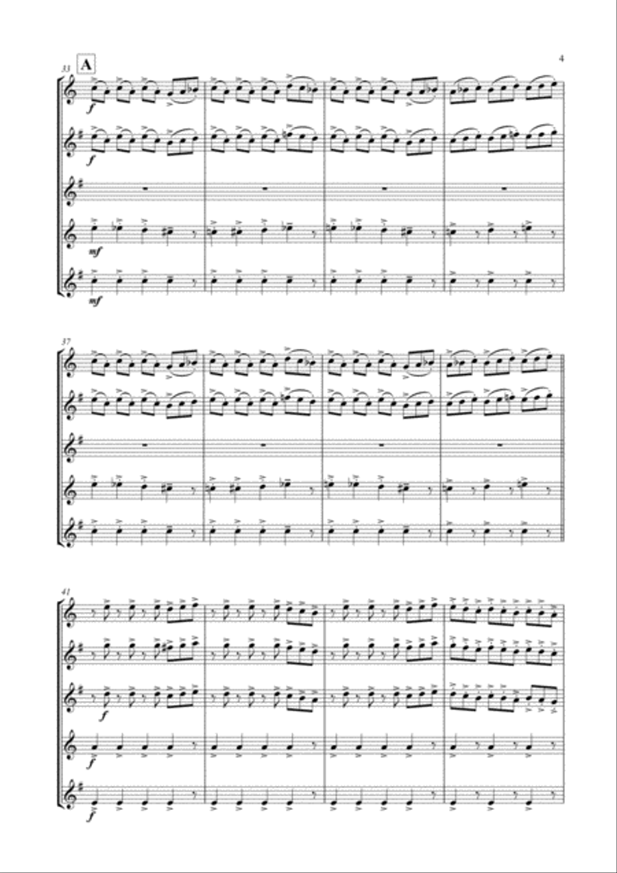 Blue Rondo A La Turk Saxophone Quintet scores gallery preview page 5