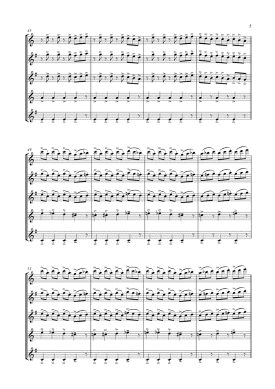 Blue Rondo A La Turk Saxophone Quintet scores gallery preview page 6