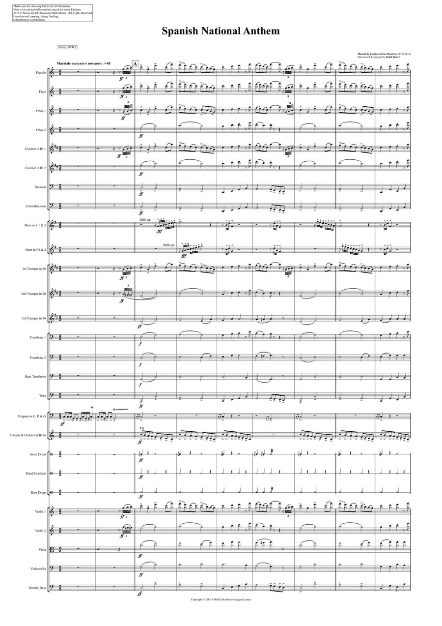 Spanish National Anthem for Symphony Orchestra ( L'orchestre national d'Île de France Edition) Full Orchestra scores gallery preview page 2