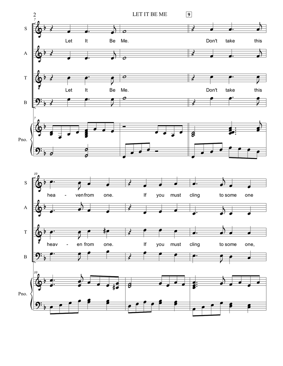 Let It Be Me (je T'appartiens) 4-Part scores gallery preview page 2