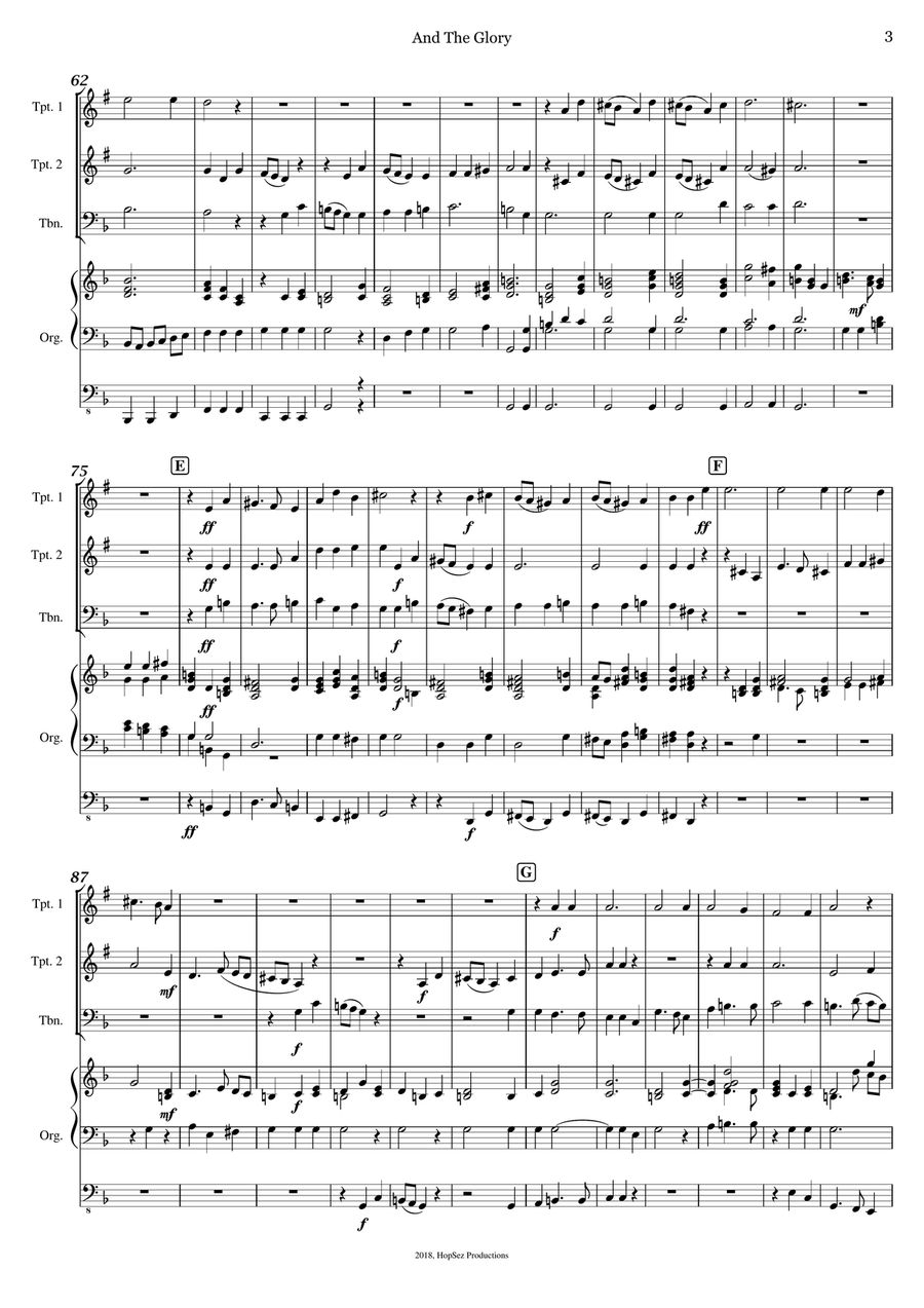 And The Glory of the Lord - 2tpt, tb, organ TB scores gallery preview page 3