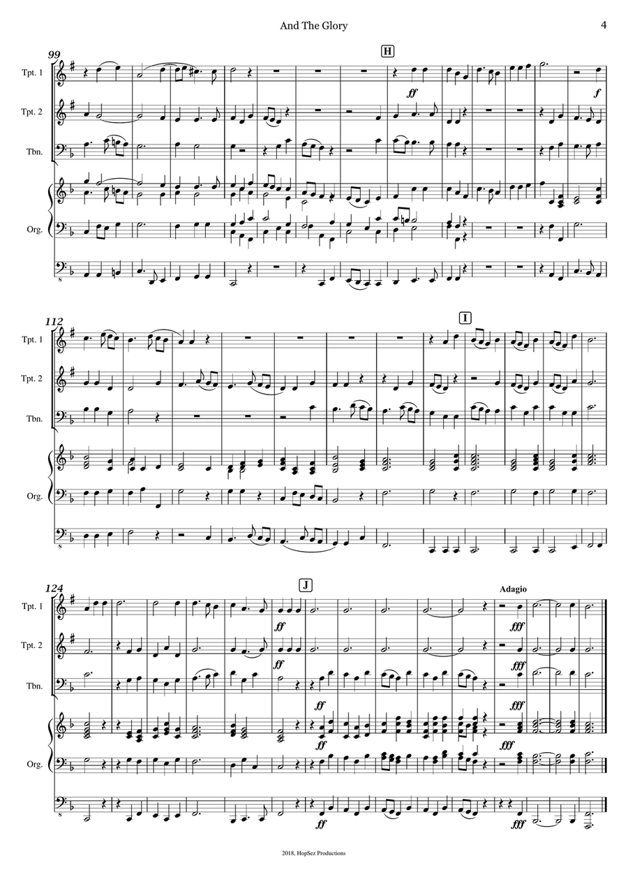 And The Glory of the Lord - 2tpt, tb, organ TB scores gallery preview page 4