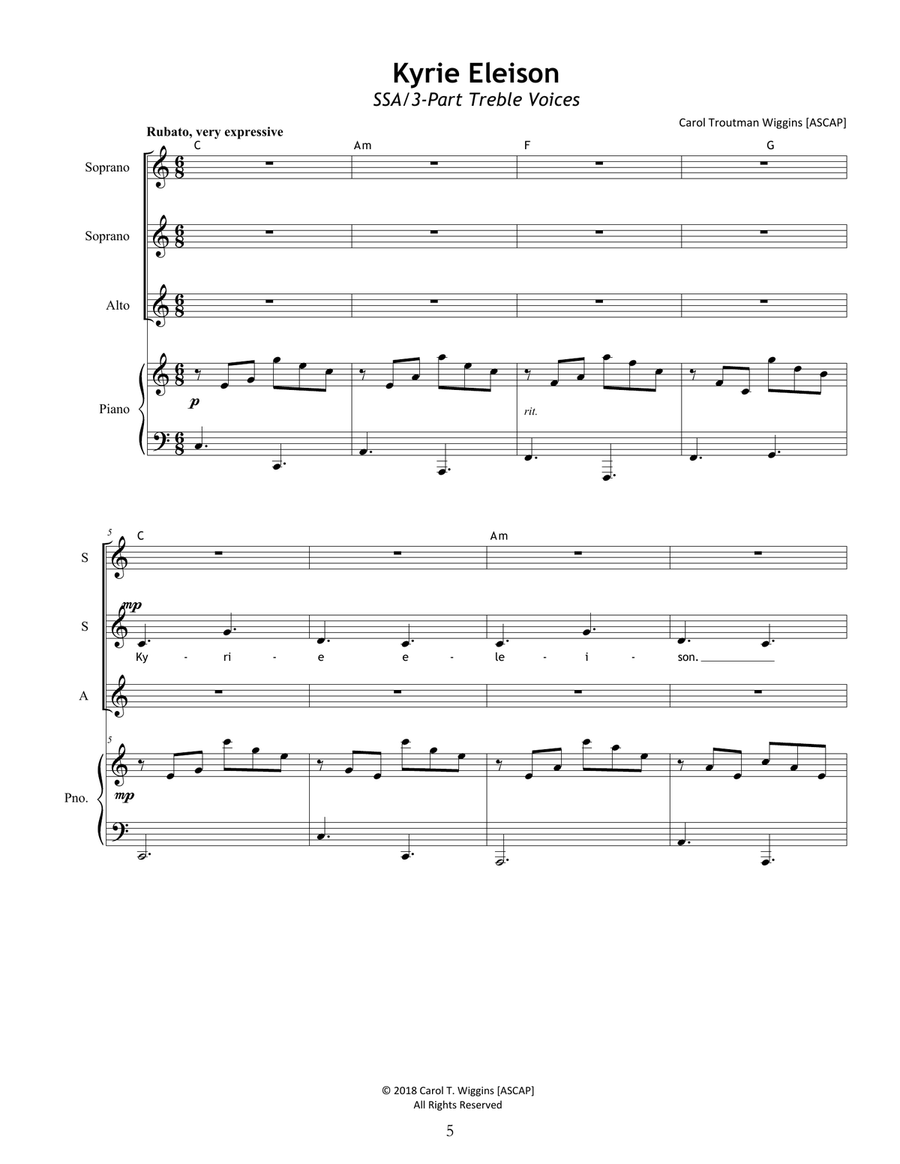 Mass Glorificana (Traditional Text from the Liturgy of the Roman Mass in a Contemporary Setting) SSA SSA scores gallery preview page 5