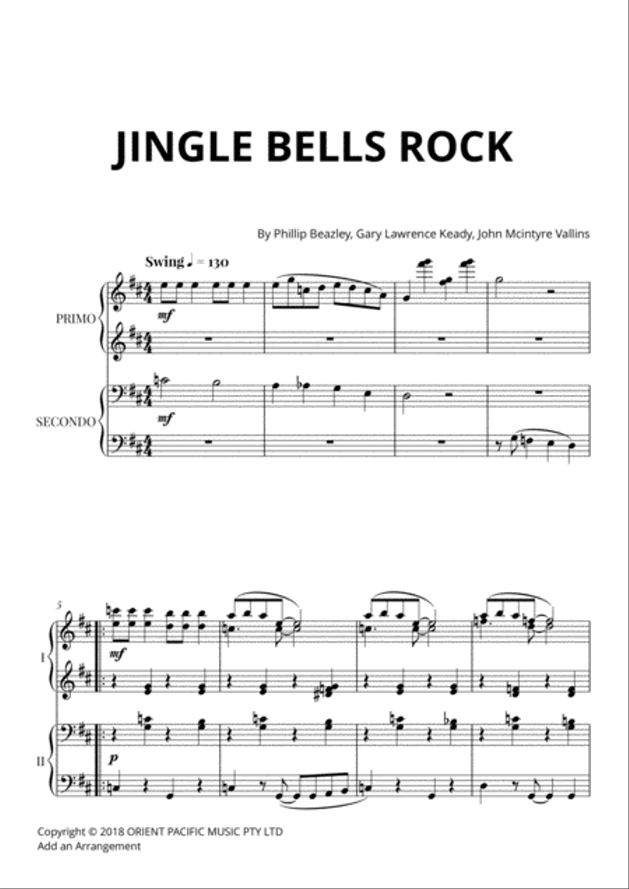 Jingle Bell Rock 1 Piano, 4-Hands scores gallery preview page 1