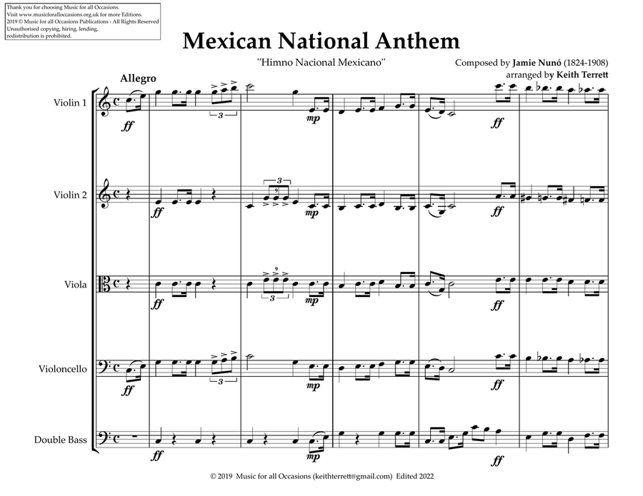 Mexican National Anthem for String Orchestra String Orchestra scores gallery preview page 2