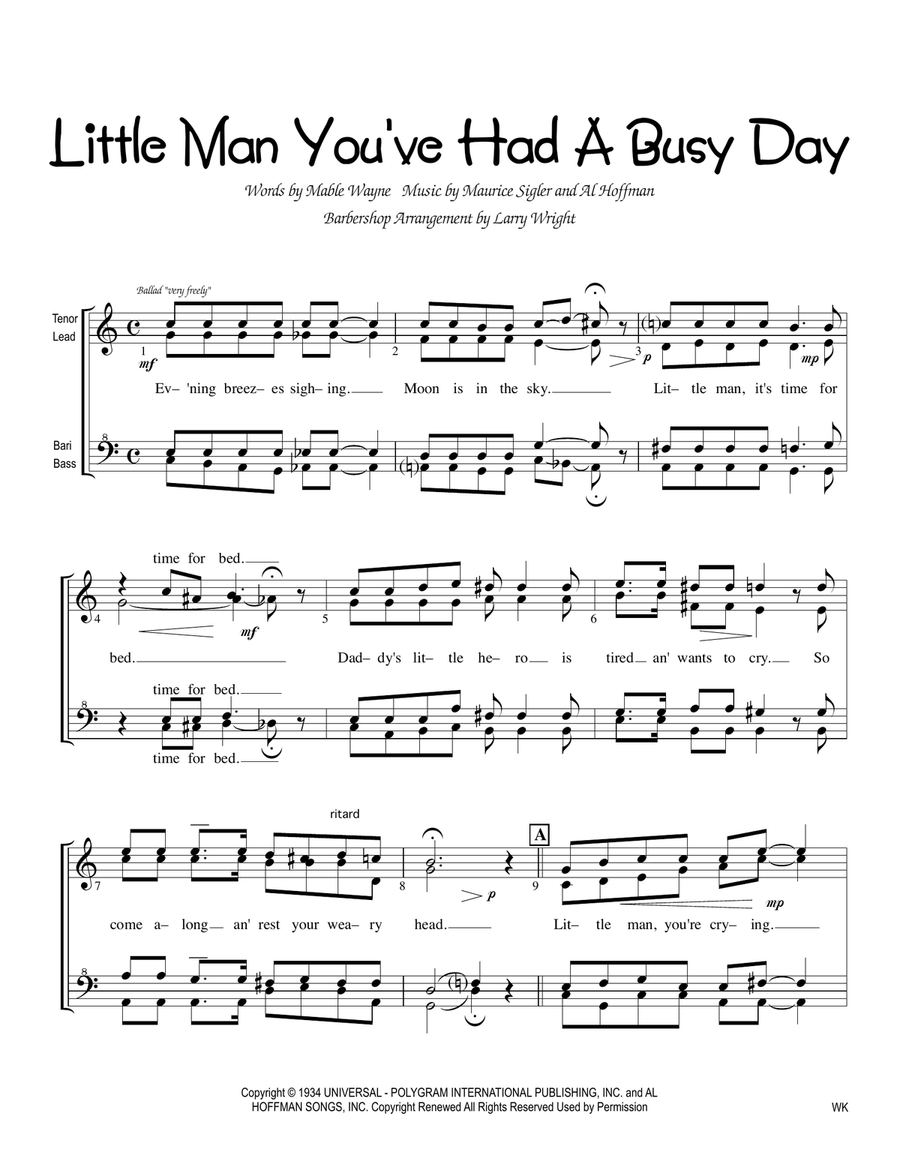 Little Man You've Had A Busy Day SSAA scores gallery preview page 1