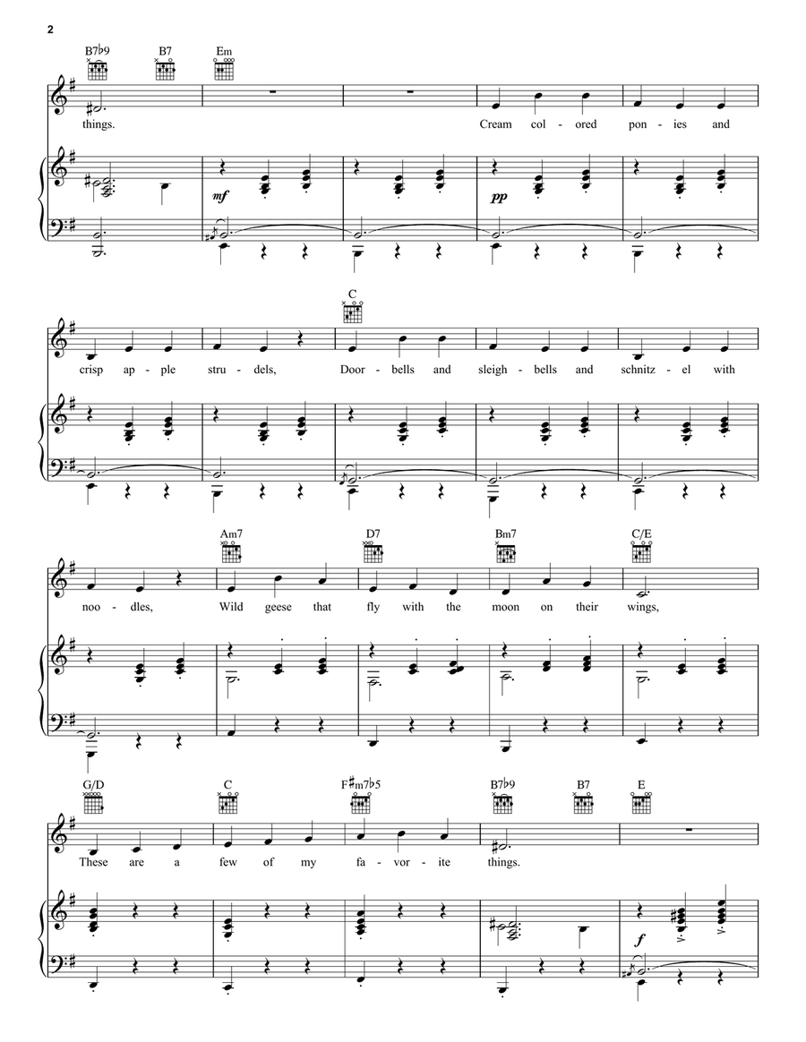 My Favorite Things (from The Sound of Music) Piano, Vocal, Guitar scores gallery preview page 2