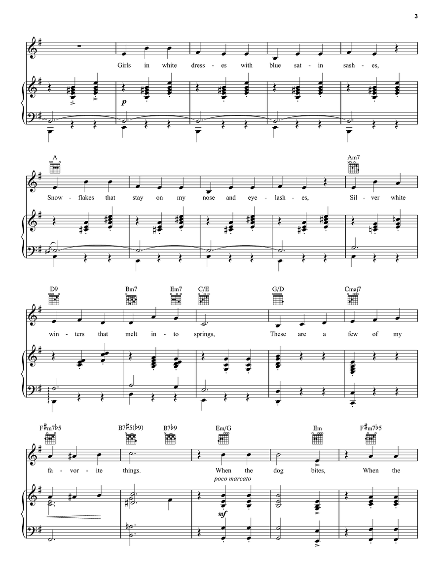 My Favorite Things (from The Sound of Music) Piano, Vocal, Guitar scores gallery preview page 3