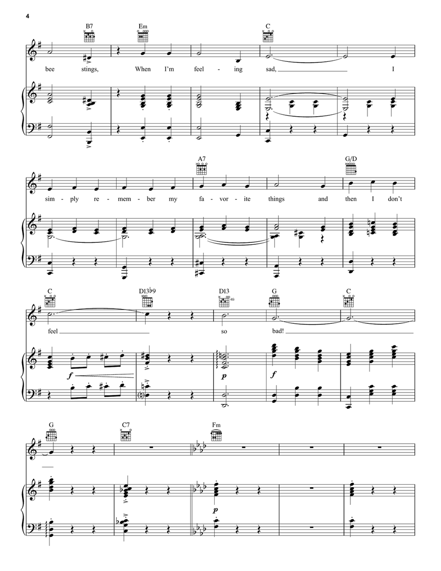 My Favorite Things (from The Sound of Music) Piano, Vocal, Guitar scores gallery preview page 4