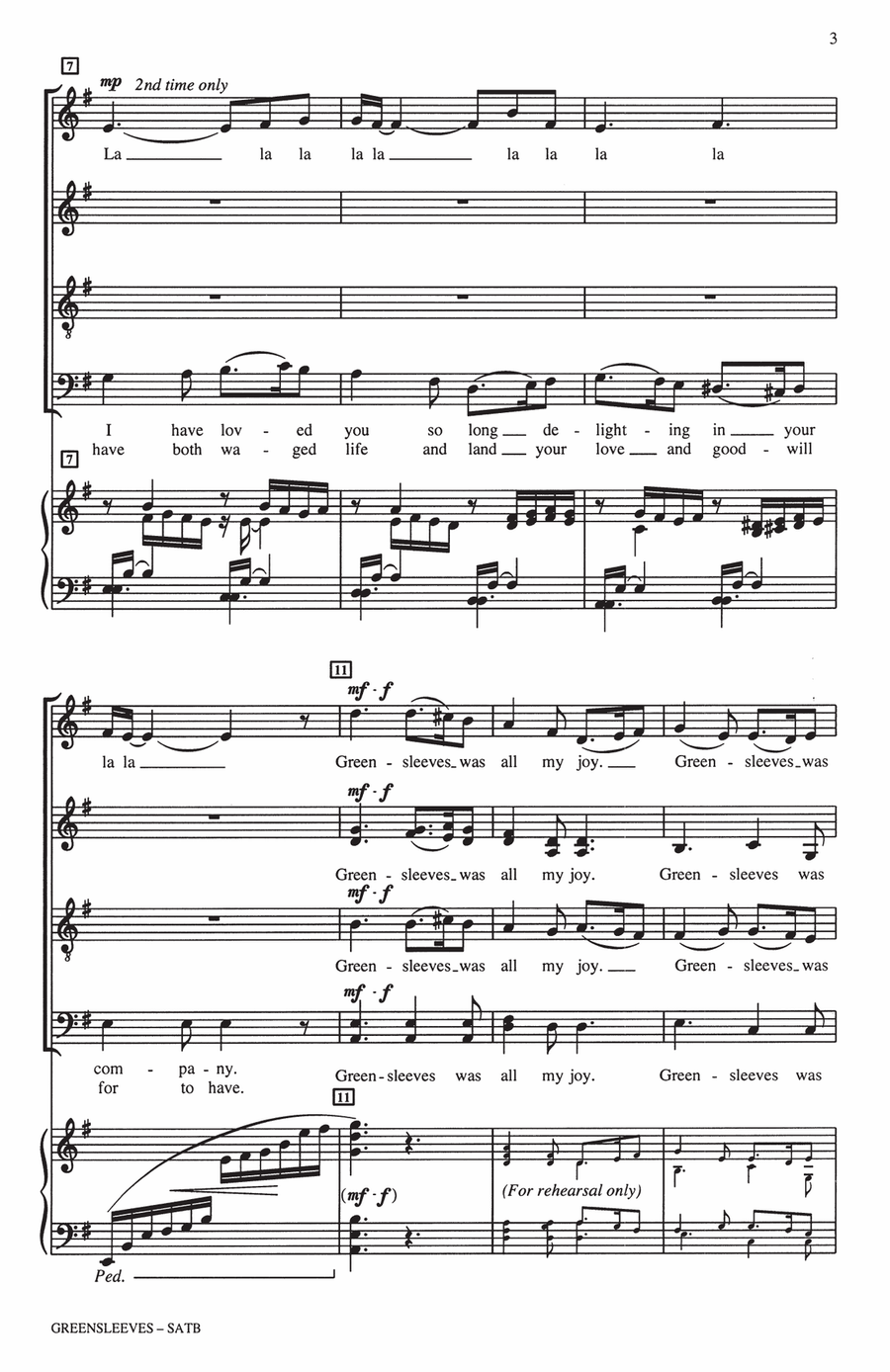 Greensleeves (arr. Bob Chilcott) 4-Part scores gallery preview page 2
