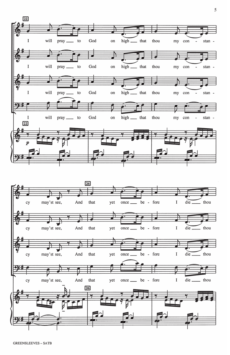 Greensleeves (arr. Bob Chilcott) 4-Part scores gallery preview page 4