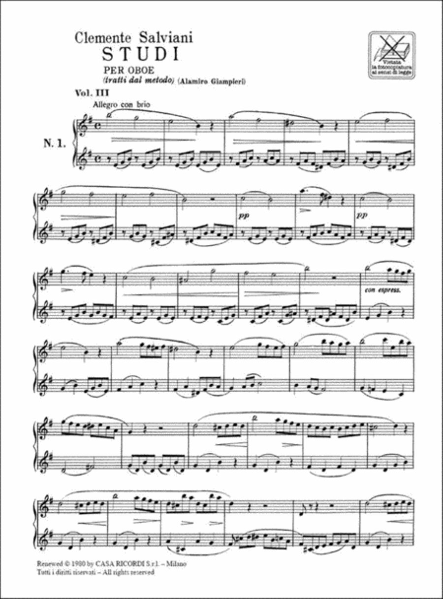 Studi Per Oboe (Tratti Dal Metodo) Vol. 3 Oboe Solo scores gallery preview page 2