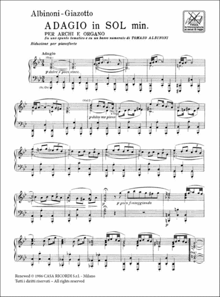 Adagio in sol minore (g minor) scores gallery preview page 2