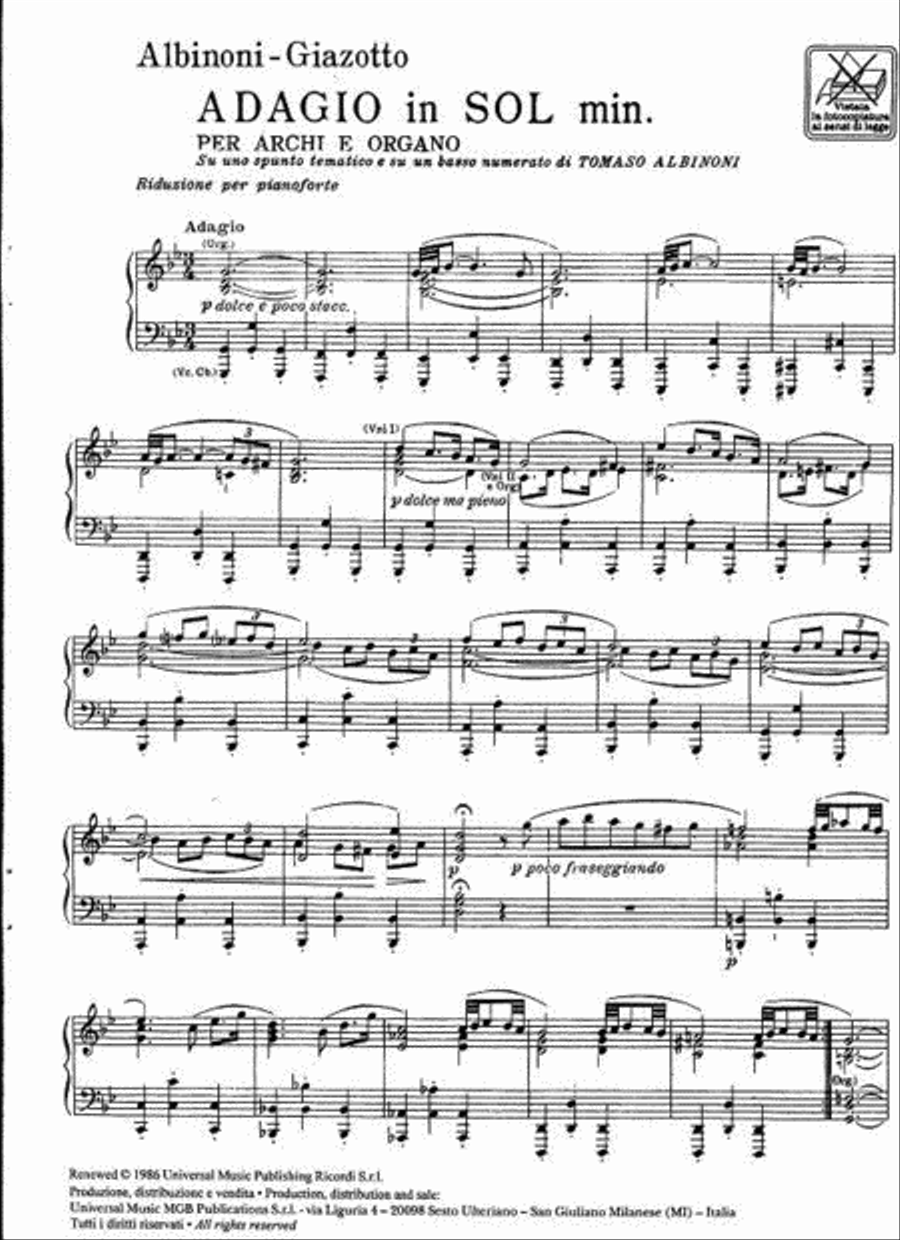 Adagio in sol minore (g minor) scores gallery preview page 3