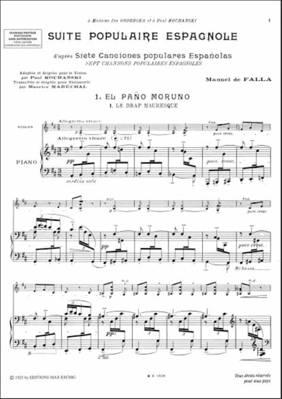 Suite Populaire Espagnole Piano Accompaniment scores gallery preview page 2