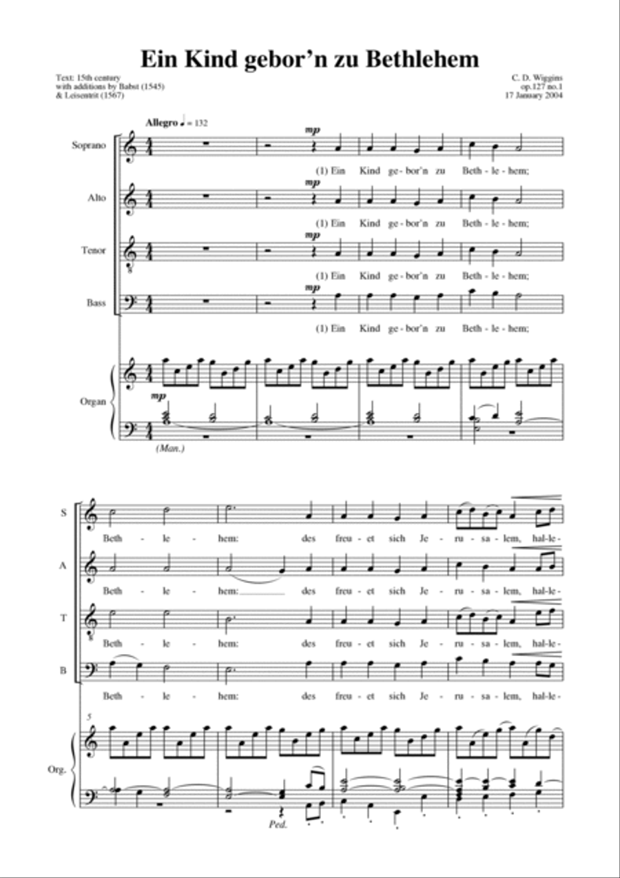 Ein Kind Gebor'n Zu Bethlehem Choir scores gallery preview page 2