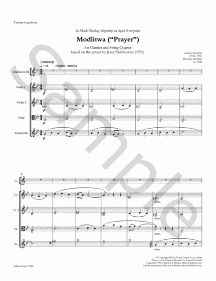 Moditwa ('Prayer') Clarinet scores gallery preview page 3
