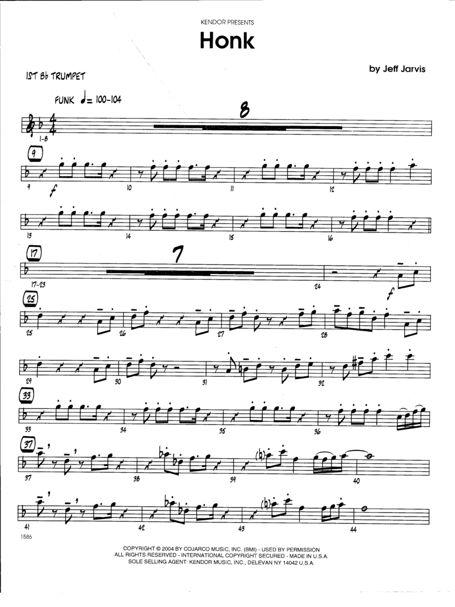 Honk - 1st Bb Trumpet Jazz Ensemble scores gallery preview page 1