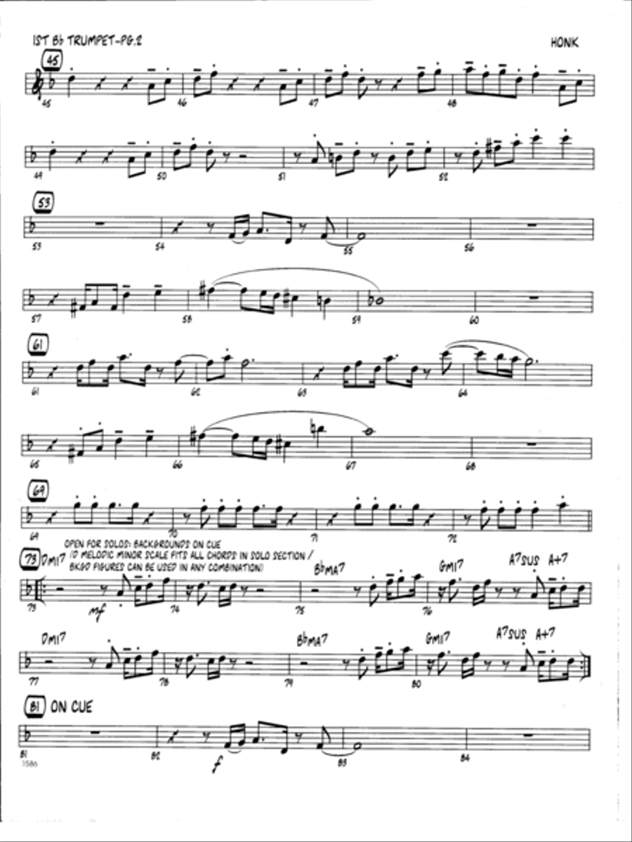 Honk - 1st Bb Trumpet Jazz Ensemble scores gallery preview page 2
