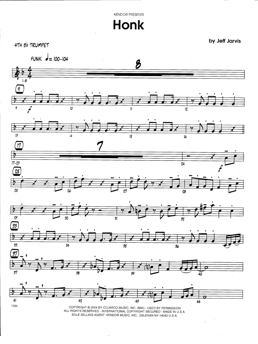 Honk - 4th Bb Trumpet Jazz Ensemble scores gallery preview page 1
