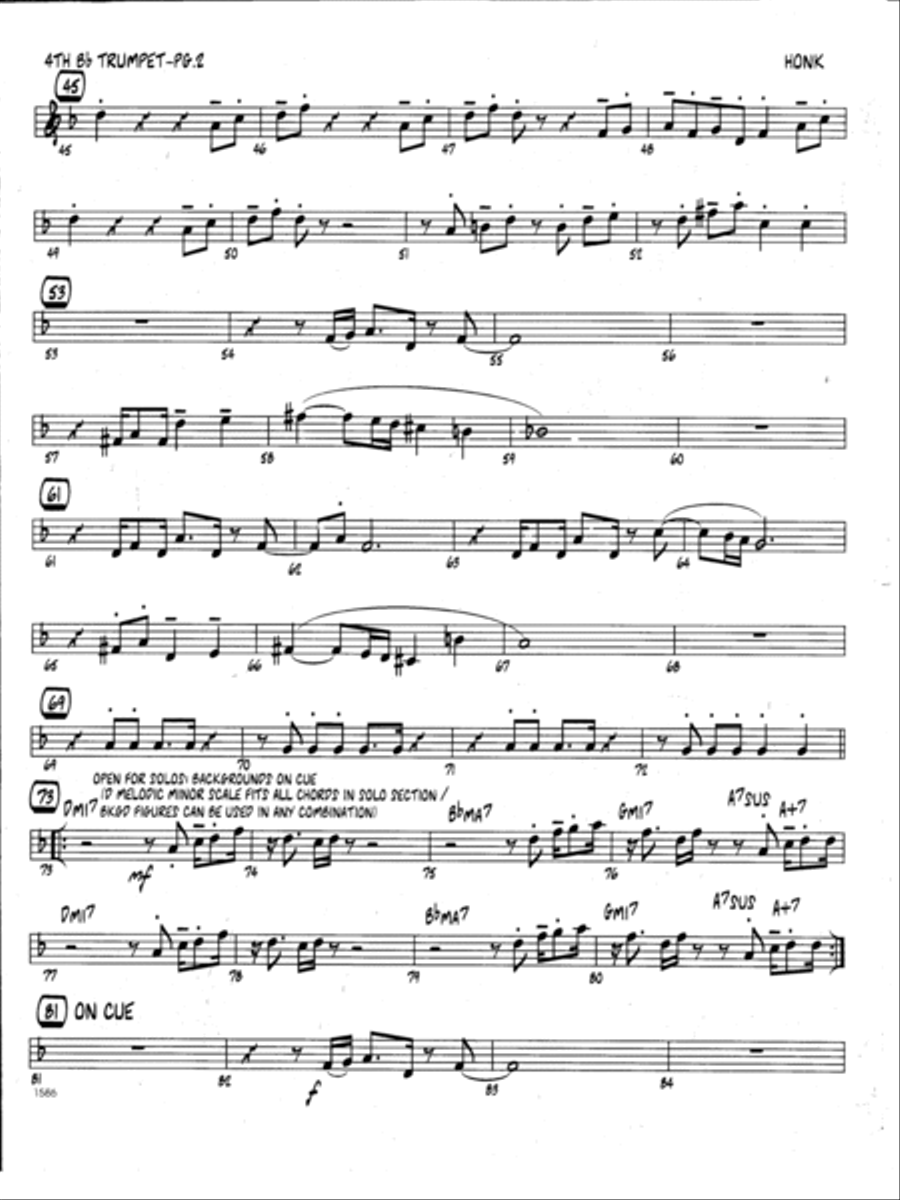 Honk - 4th Bb Trumpet Jazz Ensemble scores gallery preview page 2