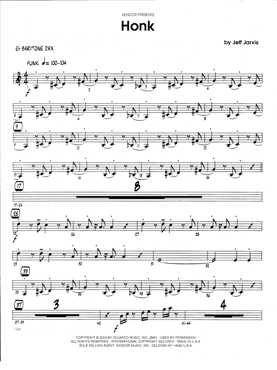 Honk - Eb Baritone Saxophone Jazz Ensemble scores gallery preview page 1
