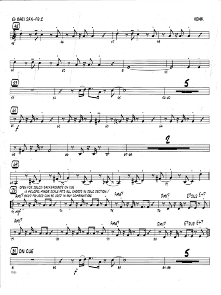 Honk - Eb Baritone Saxophone Jazz Ensemble scores gallery preview page 2