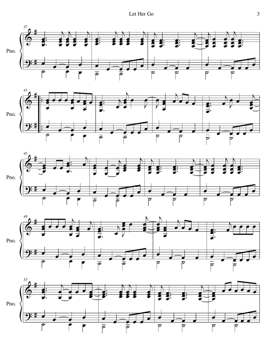 Let Her Go Let Her Go Piano Solo scores gallery preview page 4