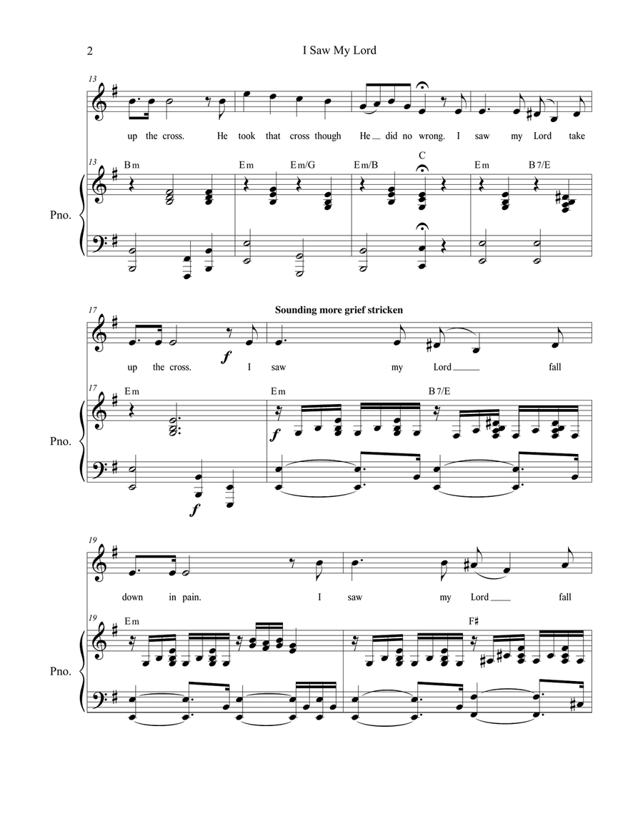 I Saw My Lord (for Vocal Solo - Medium / High Key) 4-Part scores gallery preview page 2