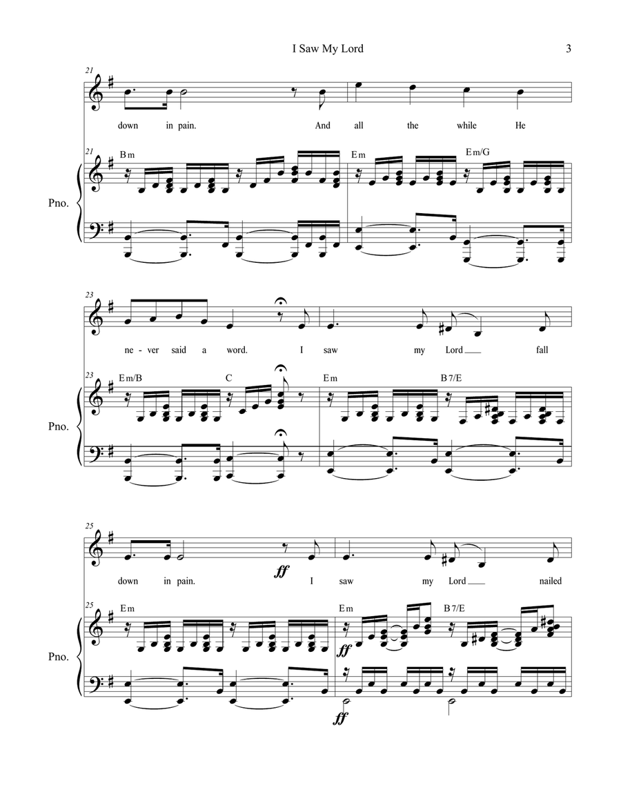 I Saw My Lord (for Vocal Solo - Medium / High Key) 4-Part scores gallery preview page 3