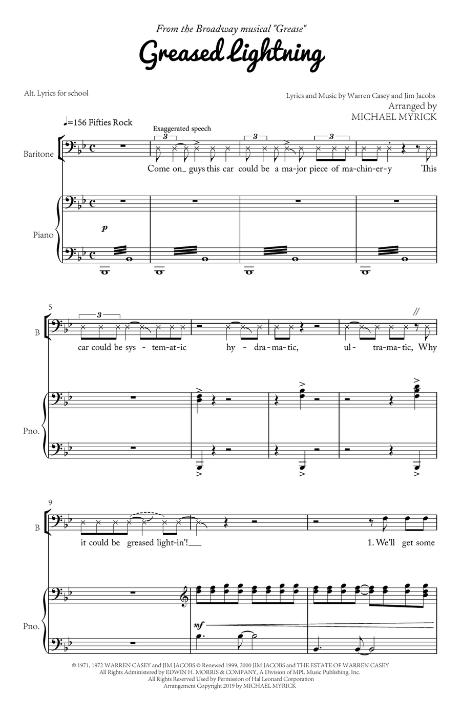 Greased Lightnin' Greased Lightnin' 3-Part scores gallery preview page 3