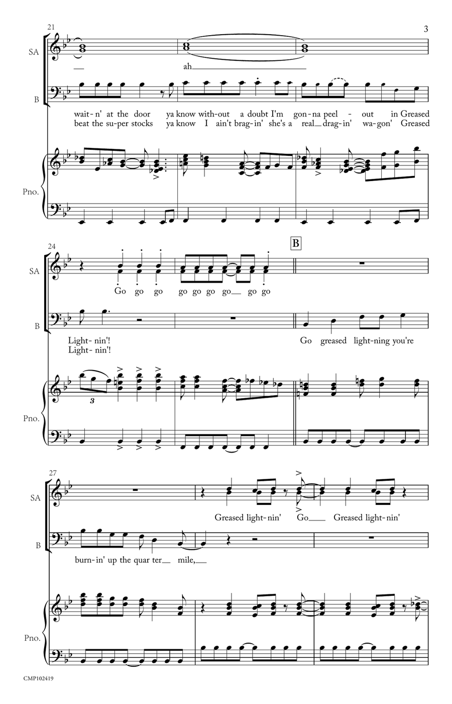 Greased Lightnin' Greased Lightnin' 3-Part scores gallery preview page 5