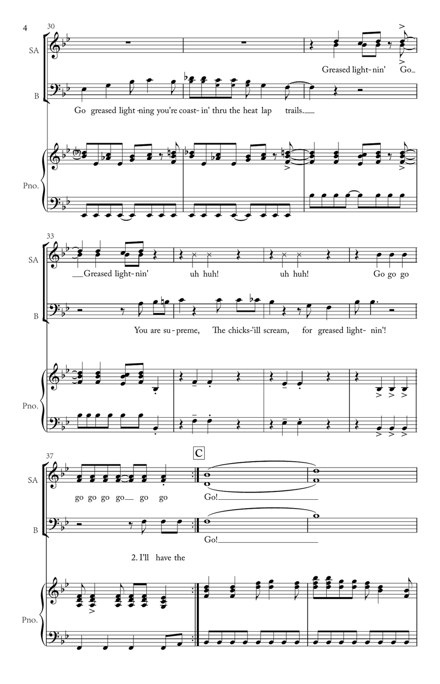 Greased Lightnin' Greased Lightnin' 3-Part scores gallery preview page 6