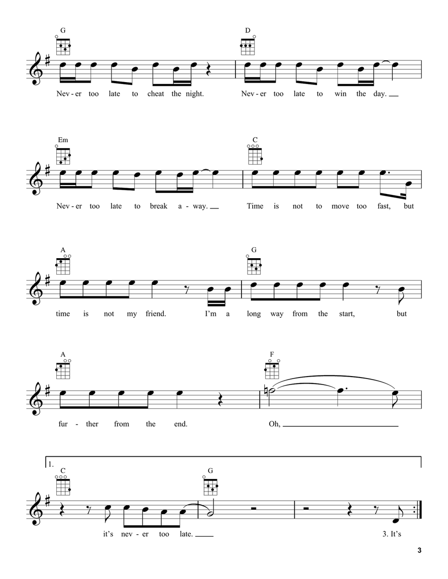 Never Too Late (from The Lion King 2019) Ukulele scores gallery preview page 3