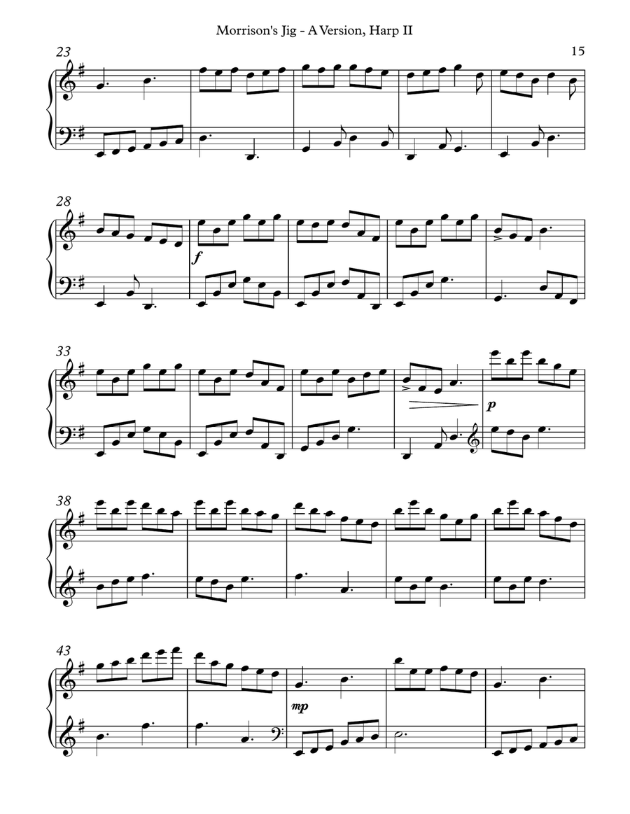Morrison's Jig, Multi-Level Duet for Harps, A-Version, Harp II Celtic Harp scores gallery preview page 3