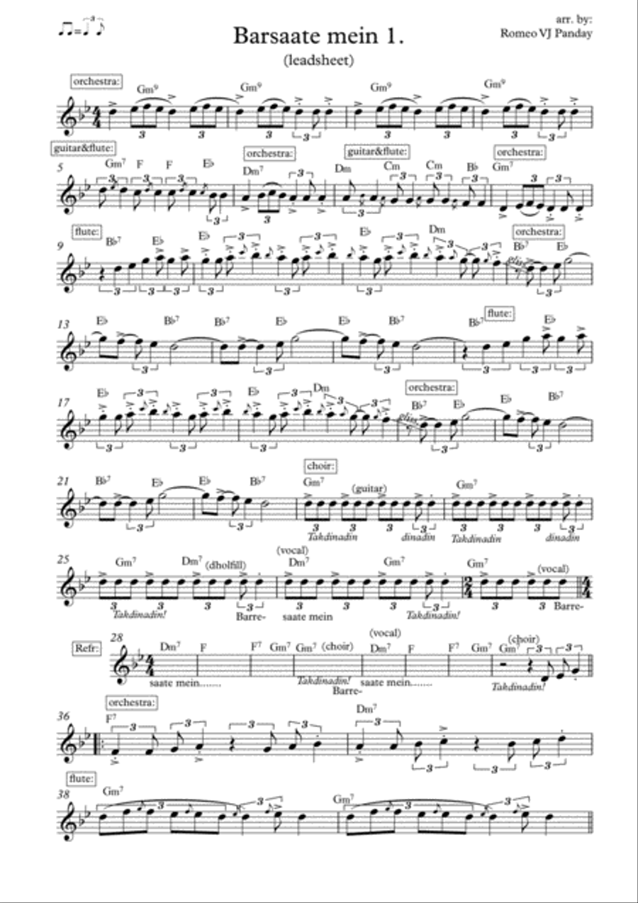 Barsaat Mein Humse Mile Tum (Lata Mangeshkar) School and Community scores gallery preview page 1