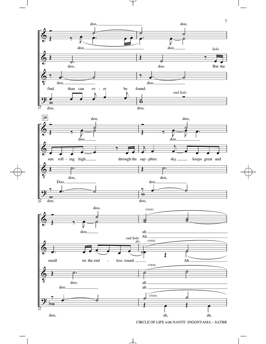 Circle Of Life (with Nants' Ingonyama) (from The Lion King) (arr. Roger Emerson) 4-Part scores gallery preview page 5