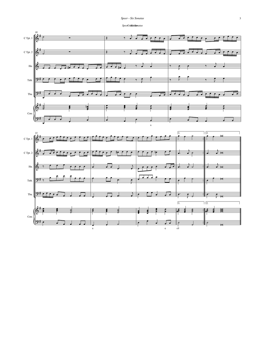 Six Sonatas for Brass Quintet with optional Continuo Brass Quintet scores gallery preview page 3