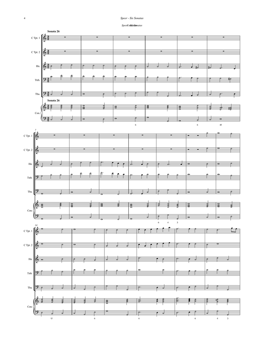 Six Sonatas for Brass Quintet with optional Continuo Brass Quintet scores gallery preview page 4