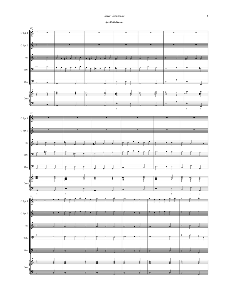 Six Sonatas for Brass Quintet with optional Continuo Brass Quintet scores gallery preview page 5