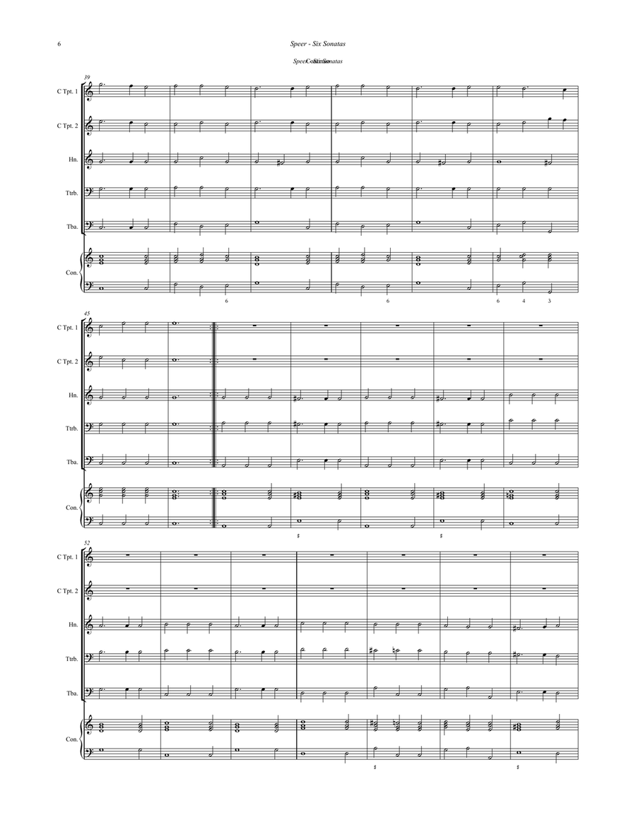 Six Sonatas for Brass Quintet with optional Continuo Brass Quintet scores gallery preview page 6