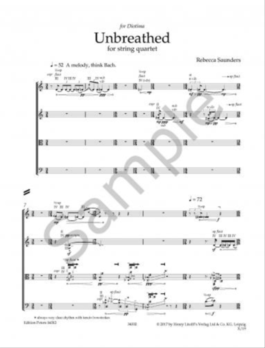 Unbreathed for String Quartet String Quartet scores gallery preview page 2