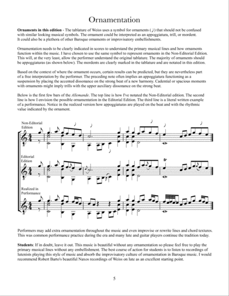 Sonata IX in C Major for Guitar by Sylvius Weiss Classical Guitar scores gallery preview page 5