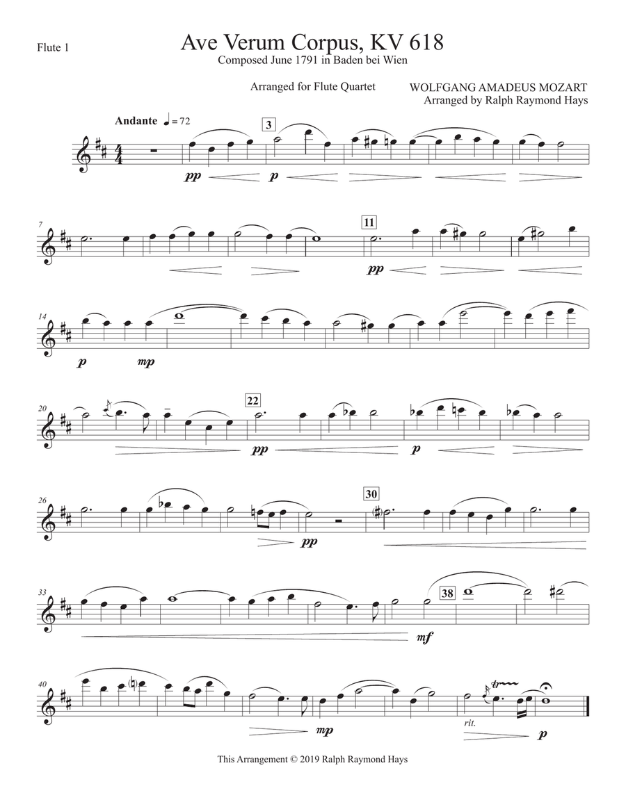 Ave Verum Corpus (for flute quartet) Ave Verum Corpus (for flute quartet) Flute Quartet scores gallery preview page 4