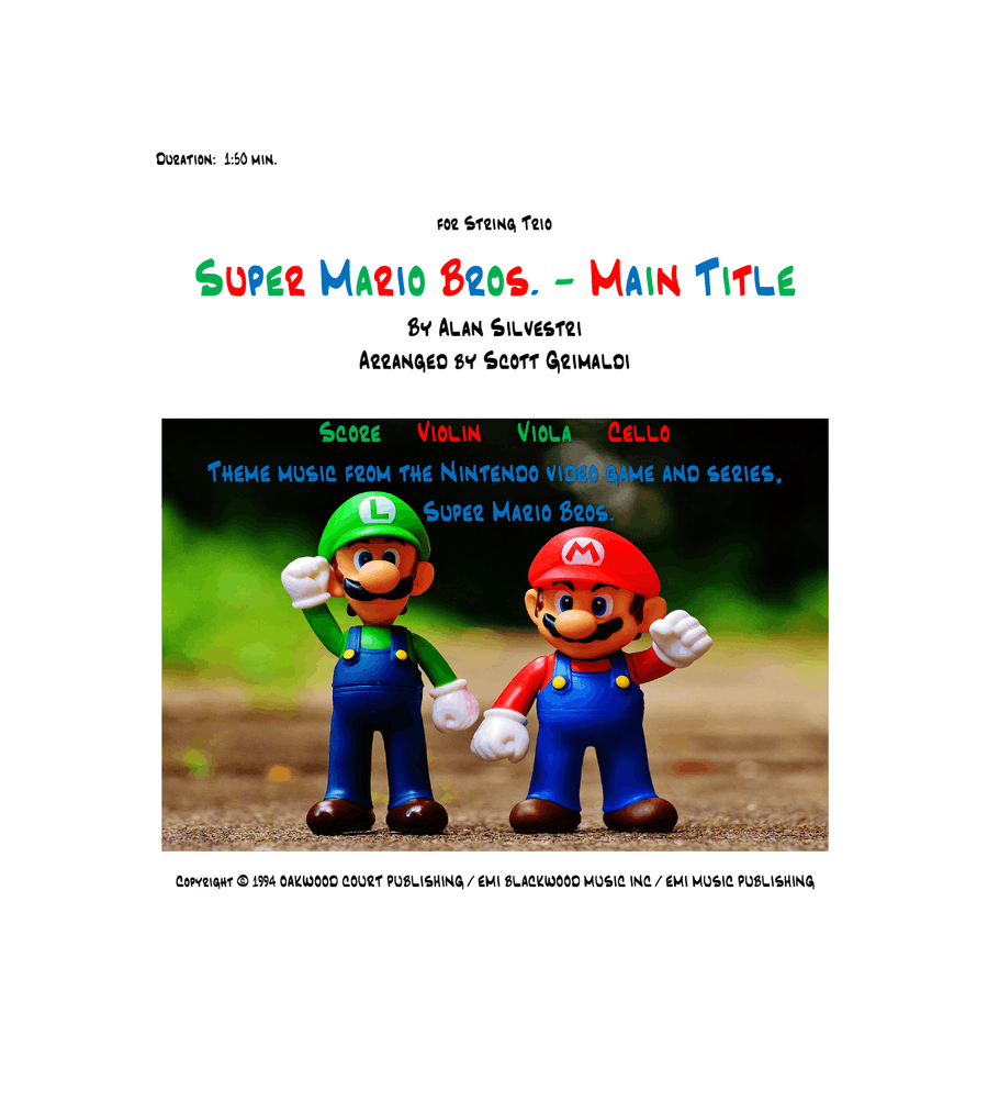 Super Mario Bros Theme String Trio scores gallery preview page 1