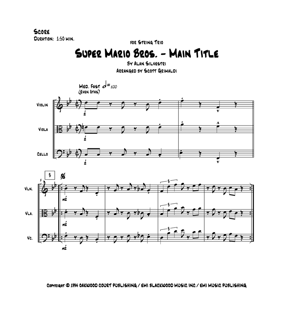 Super Mario Bros Theme String Trio scores gallery preview page 2