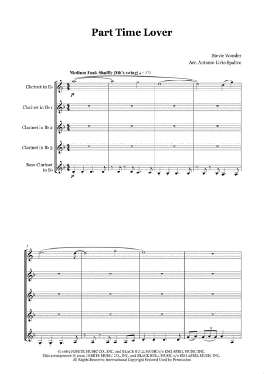 Part-time Lover Woodwind Ensemble scores gallery preview page 2