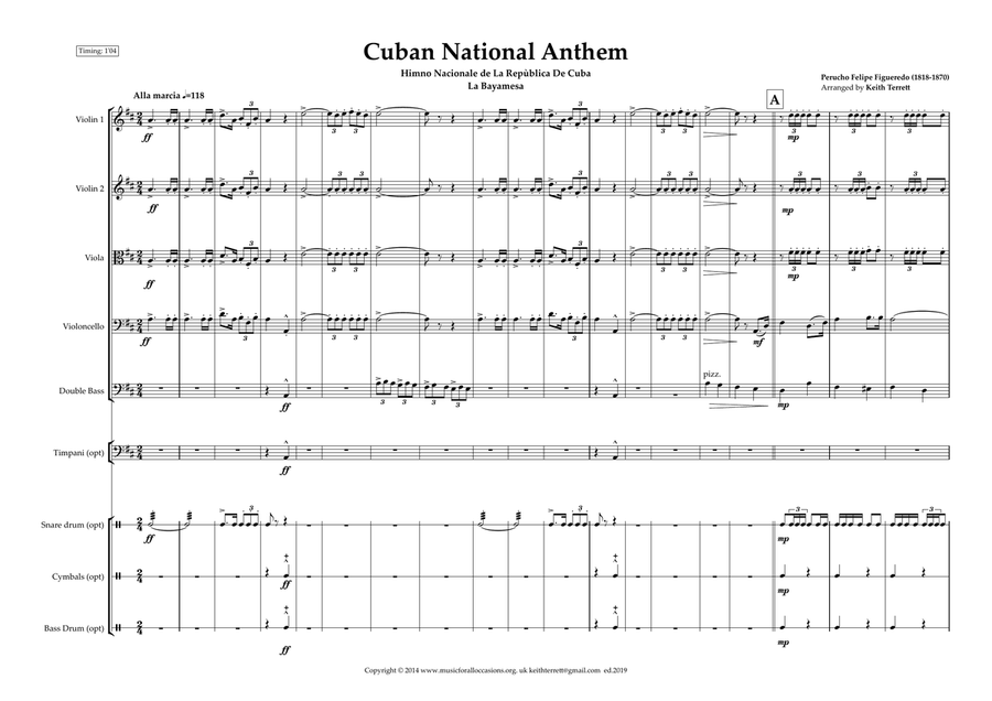 Cuban National Anthem for String Orchestra & opt. Percussion World National Anthem Series String Orchestra scores gallery preview page 2