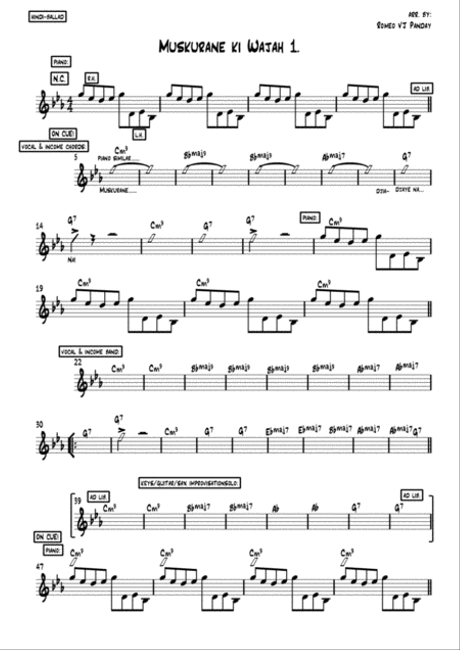 Muskurane Ki Wajah Tum Ho (Arijit Singh) School and Community scores gallery preview page 1