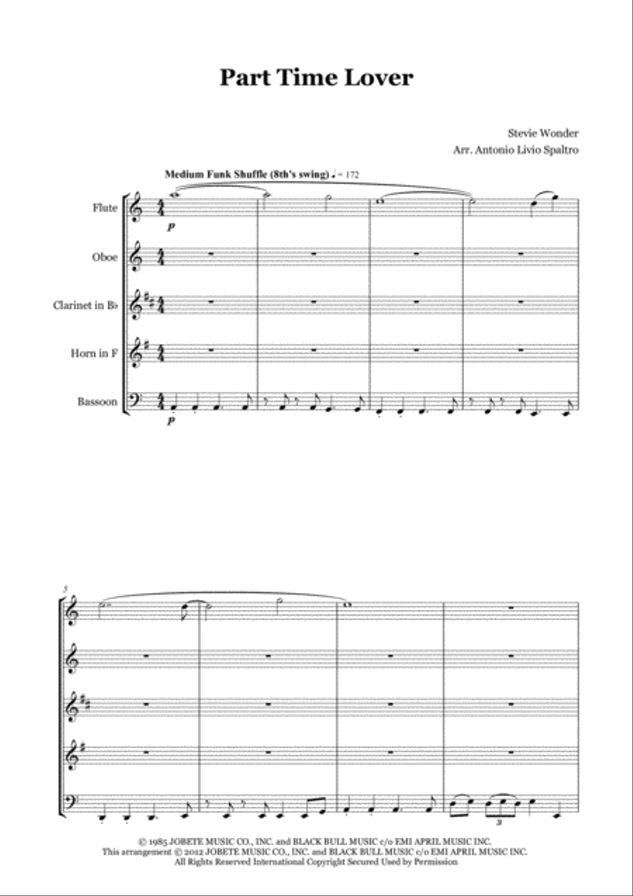 Part-time Lover Woodwind Quintet scores gallery preview page 2